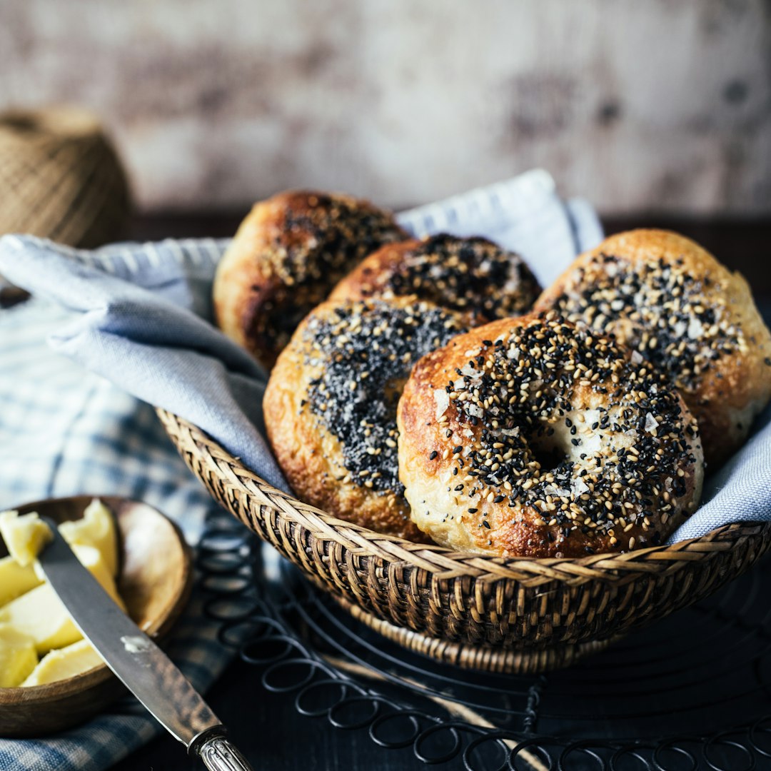 A thiccc everything bagel espoused in morning light.