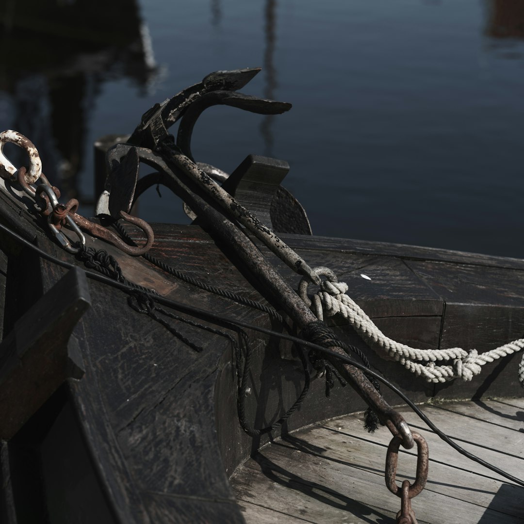 A stockless anchor, exhibiting its noble girth in repose.