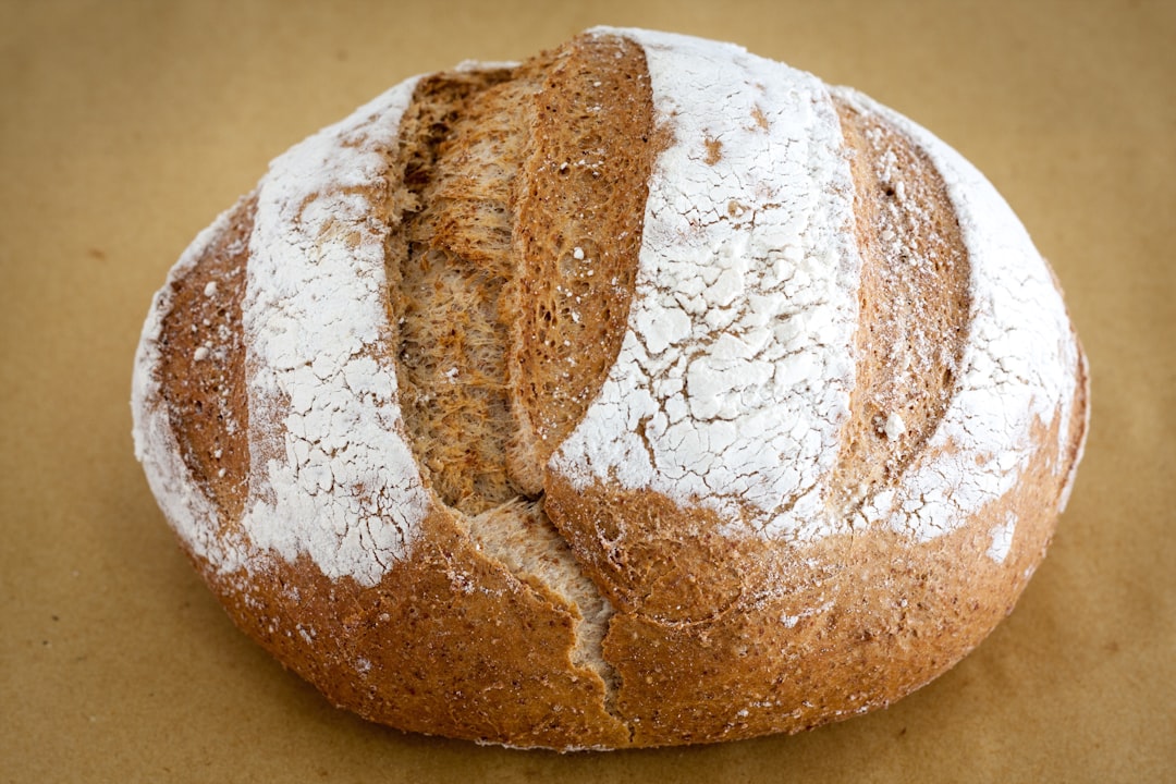 A sourdough round demonstrating gravitational influence over its immediate surroundings.