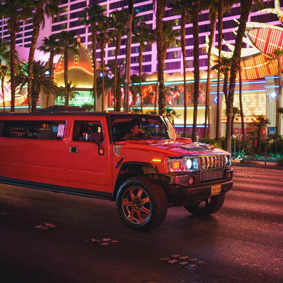 The Hummer H2, granted an intermission's worth of extra chassis, working a Vegas night shift.