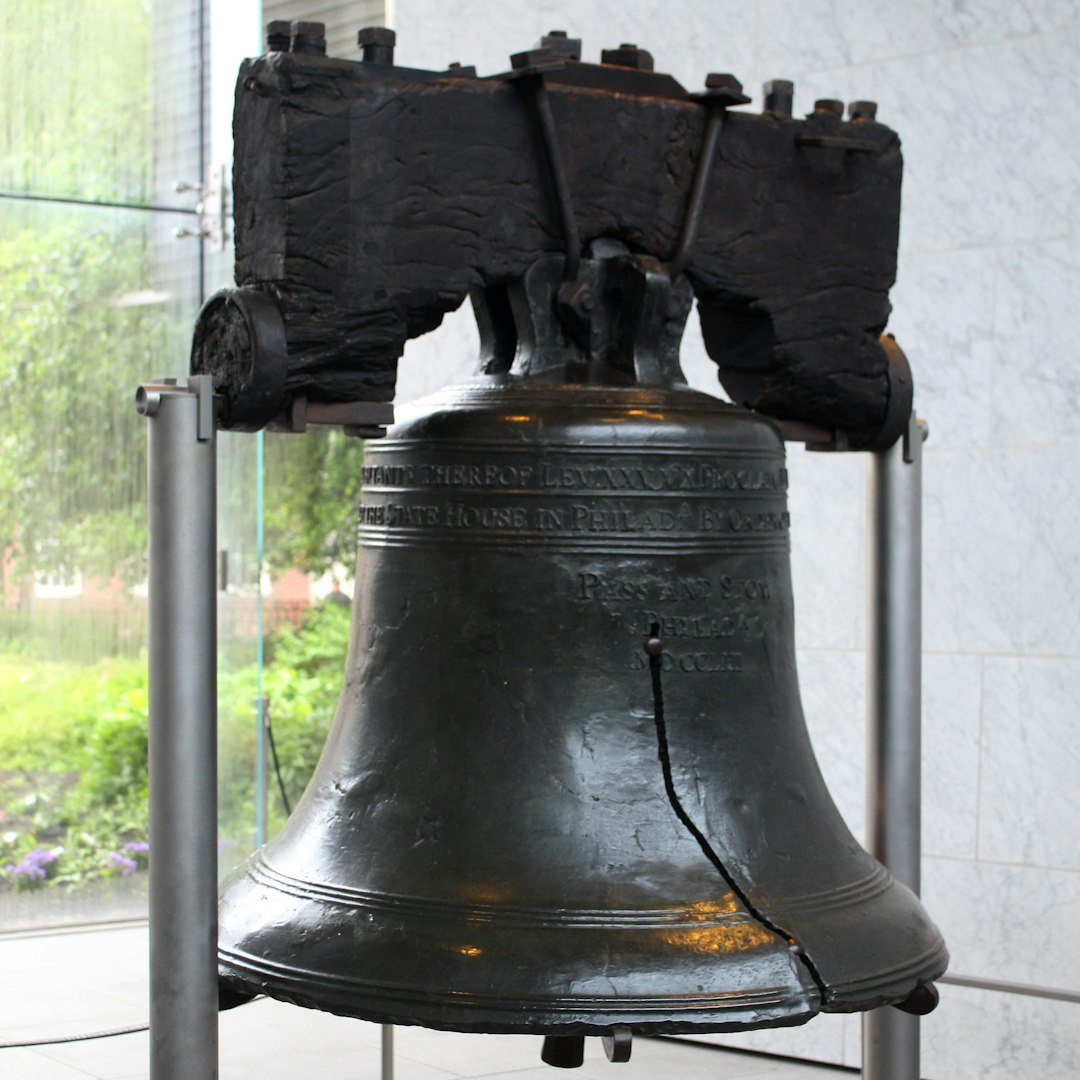 The Liberty Bell, on permanent display and permanently retired, its crack the only part of it still working overtime.
