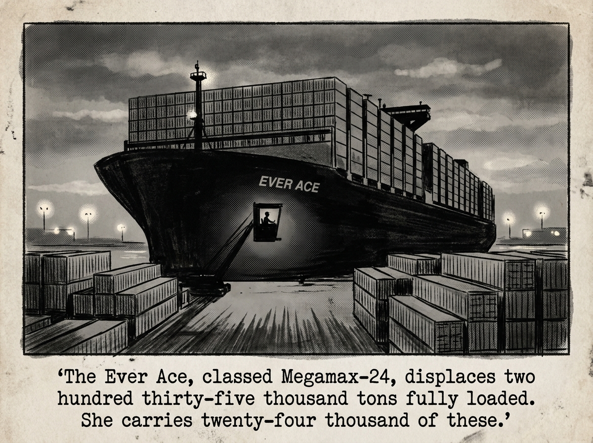 Ever Ace container ship editorial panel