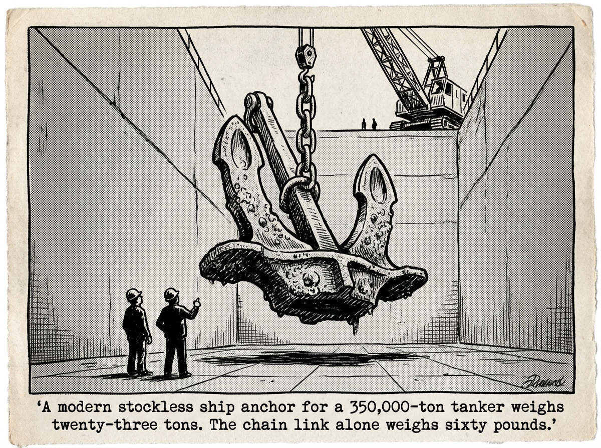 Supertanker stockless anchor editorial panel