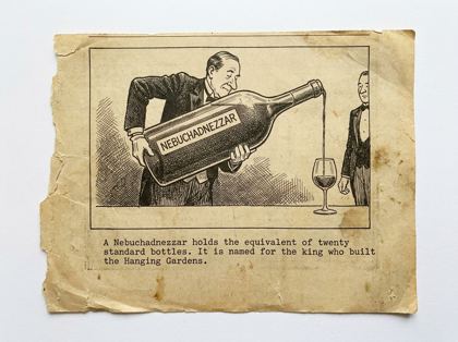 Nebuchadnezzar wine bottle editorial panel