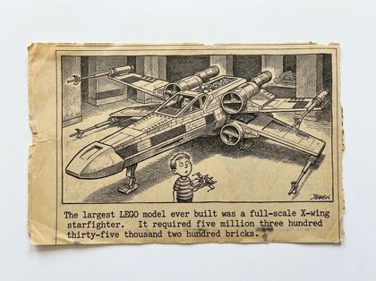 Full-scale LEGO X-wing editorial panel